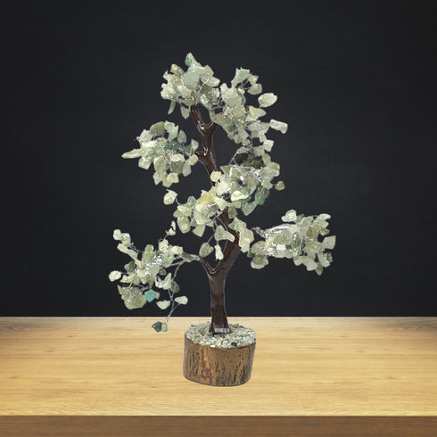 Green Jade Natural Healing Crystal With Silver Wire